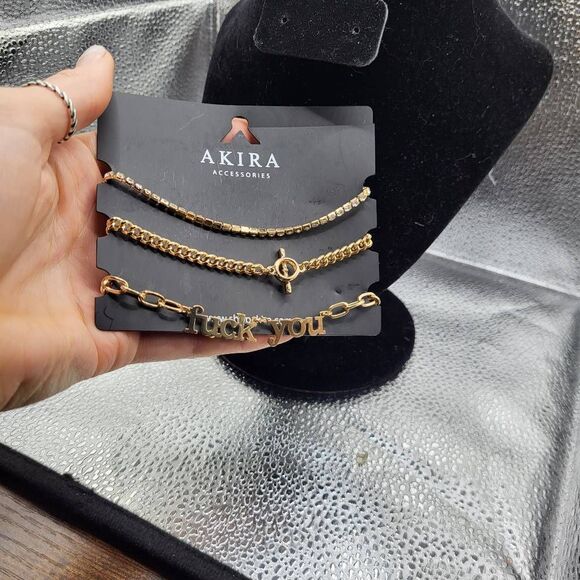 NWT Akira "F*ck You" Bracelet set of 3 Bracelets - Picture 6 of 6